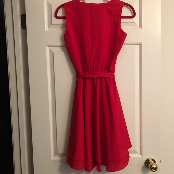 Like-new Bright red/orange Faux Wrap dress - Picture 2 of 9